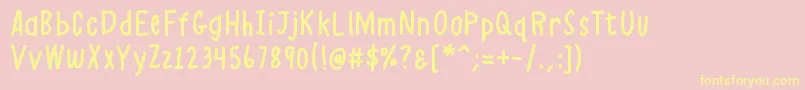 K26alphacasual Font – Yellow Fonts on Pink Background