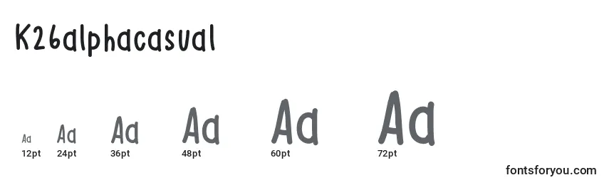 K26alphacasual Font Sizes
