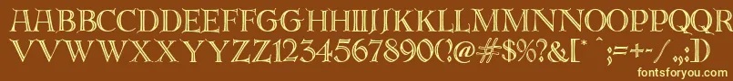 EmeraldIsle-fontti – keltaiset fontit ruskealla taustalla