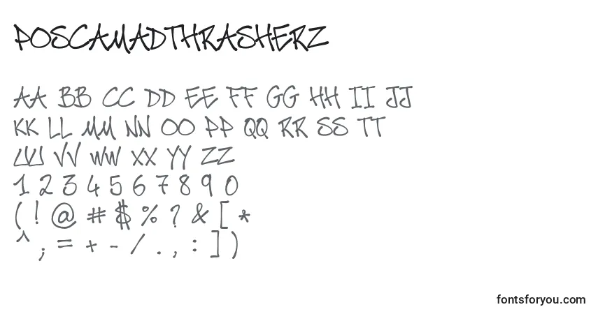 Schriftart PoscaMadThrasherz – Alphabet, Zahlen, spezielle Symbole