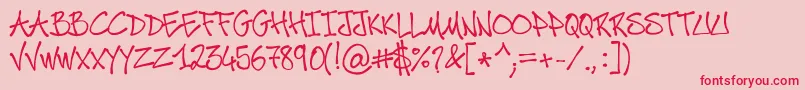 PoscaMadThrasherz-Schriftart – Rote Schriften auf rosa Hintergrund