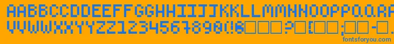 ClassOf74-Schriftart – Blaue Schriften auf orangefarbenem Hintergrund