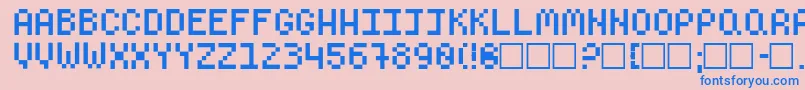 ClassOf74-Schriftart – Blaue Schriften auf rosa Hintergrund