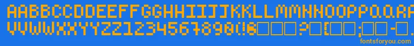 フォントClassOf74 – オレンジ色の文字が青い背景にあります。
