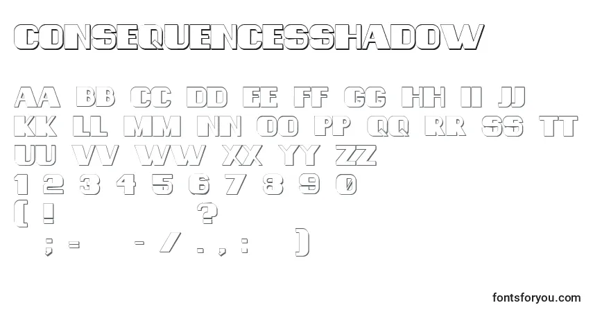 Шрифт ConsequencesShadow – алфавит, цифры, специальные символы