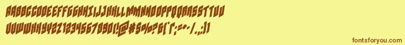 フォントGalaxyforcesemital – 茶色の文字が黄色の背景にあります。