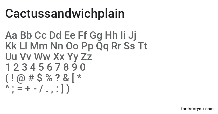 Czcionka Cactussandwichplain – alfabet, cyfry, specjalne znaki