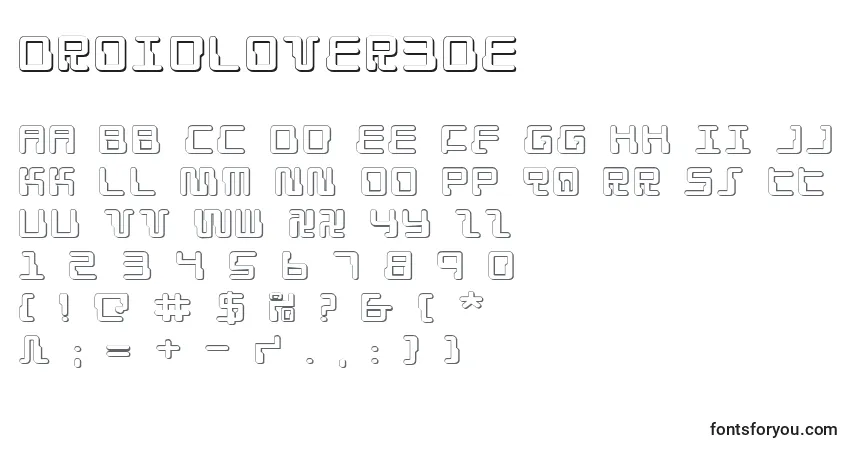 Schriftart Droidlover3De – Alphabet, Zahlen, spezielle Symbole