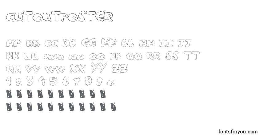 Schriftart Cutoutposter – Alphabet, Zahlen, spezielle Symbole