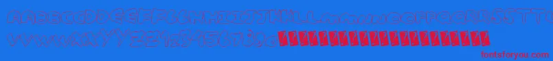 Cutoutposter Font – Red Fonts on Blue Background