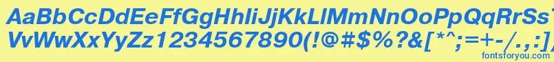 フォントPragmaticacttBolditalic – 青い文字が黄色の背景にあります。