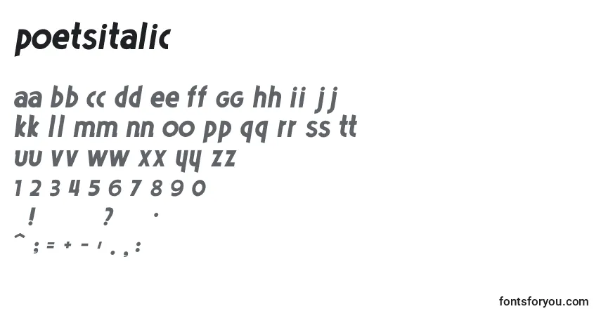 PoetsItalicフォント–アルファベット、数字、特殊文字