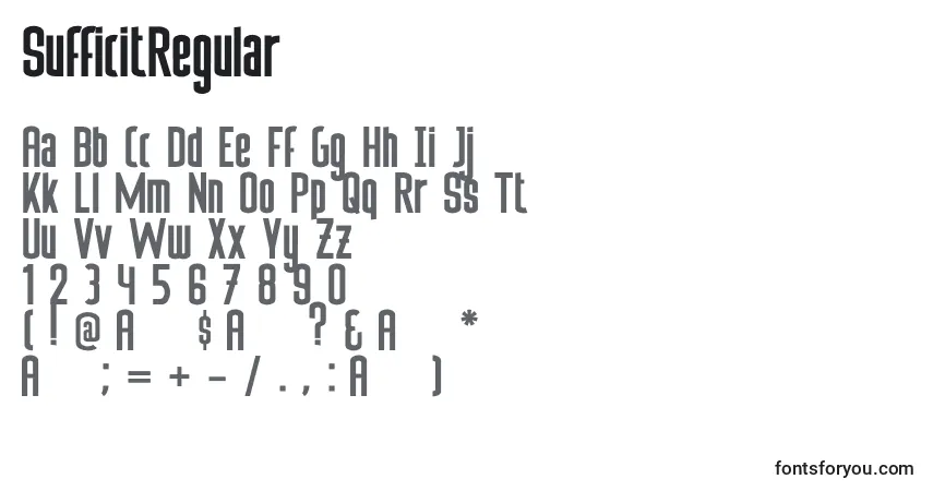 Шрифт SufficitRegular – алфавит, цифры, специальные символы