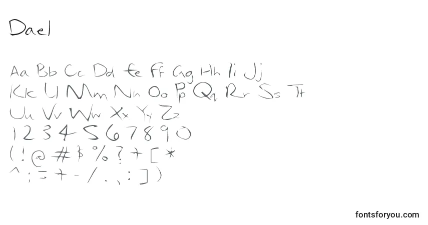 A fonte Dael – alfabeto, números, caracteres especiais