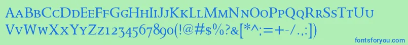 OctavianmtSc Font – Blue Fonts on Green Background