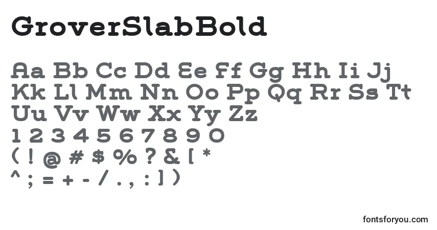 GroverSlabBoldフォント–アルファベット、数字、特殊文字