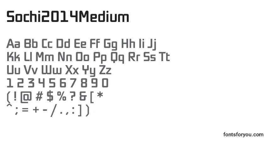Czcionka Sochi2014Medium – alfabet, cyfry, specjalne znaki