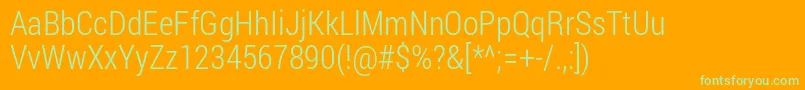 Robotocondensed Light Font – Green Fonts on Orange Background