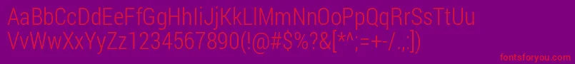 Robotocondensed Light Font – Red Fonts on Purple Background