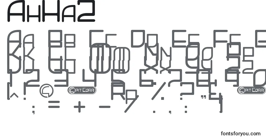 A fonte AhHa2 – alfabeto, números, caracteres especiais