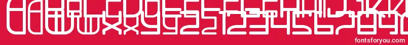 AhHa2-fontti – valkoiset fontit punaisella taustalla