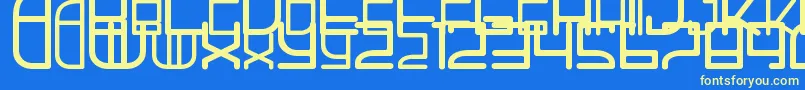 Fonte AhHa2 – fontes amarelas em um fundo azul