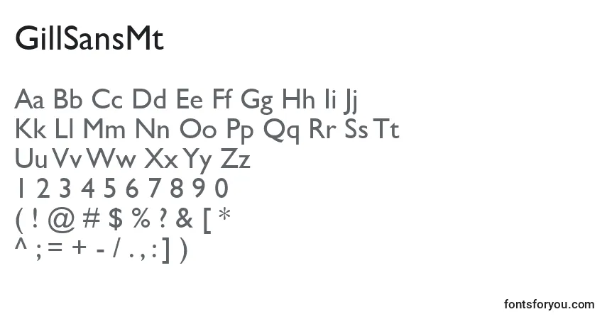 Шрифт GillSansMt – алфавит, цифры, специальные символы