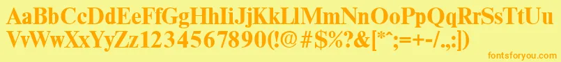 フォントThamesBold – オレンジの文字が黄色の背景にあります。