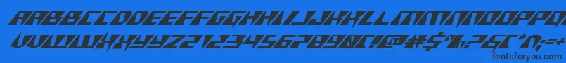 Шрифт Xracerexpandital – чёрные шрифты на синем фоне
