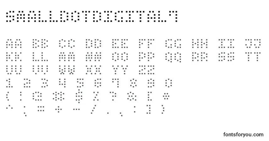 Schriftart SmallDotDigital7 – Alphabet, Zahlen, spezielle Symbole