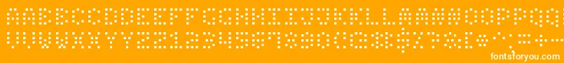 SmallDotDigital7-Schriftart – Weiße Schriften auf orangefarbenem Hintergrund