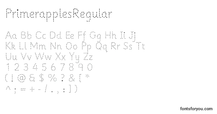 A fonte PrimerapplesRegular – alfabeto, números, caracteres especiais