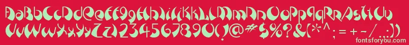 フォントBreezeLtRight – 赤い背景に緑の文字