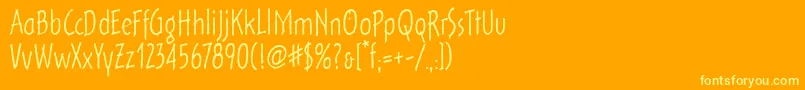 OutOfTheFridgeItc-Schriftart – Gelbe Schriften auf orangefarbenem Hintergrund