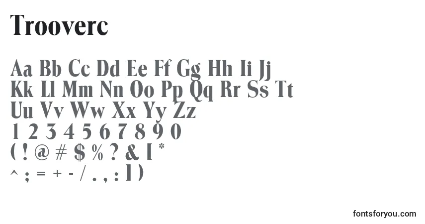 Trooverc-fontti – aakkoset, numerot, erikoismerkit