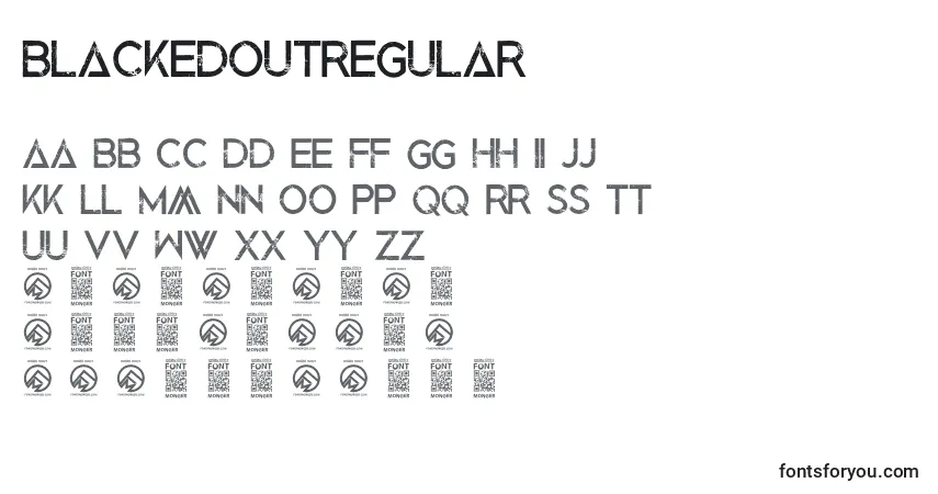 A fonte BlackedoutRegular – alfabeto, números, caracteres especiais
