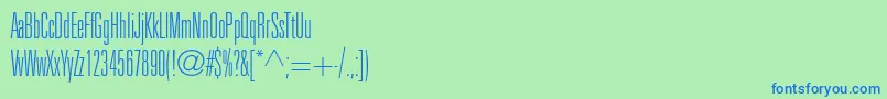 Czcionka UniversltstdThinultracn – niebieskie czcionki na zielonym tle
