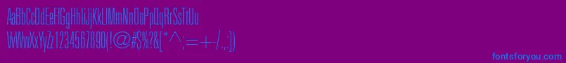Fonte UniversltstdThinultracn – fontes azuis em um fundo violeta