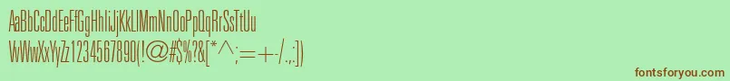 フォントUniversltstdThinultracn – 緑の背景に茶色のフォント