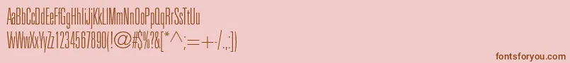 Fonte UniversltstdThinultracn – fontes marrons em um fundo rosa