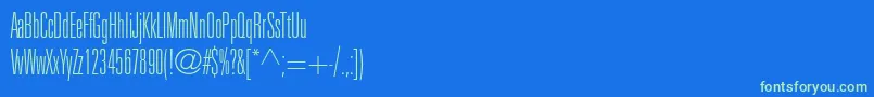 フォントUniversltstdThinultracn – 青い背景に緑のフォント