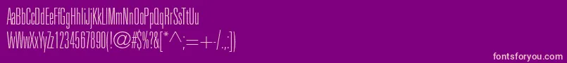 Fonte UniversltstdThinultracn – fontes rosa em um fundo violeta
