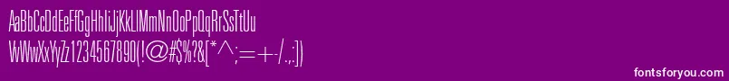 Fonte UniversltstdThinultracn – fontes brancas em um fundo violeta