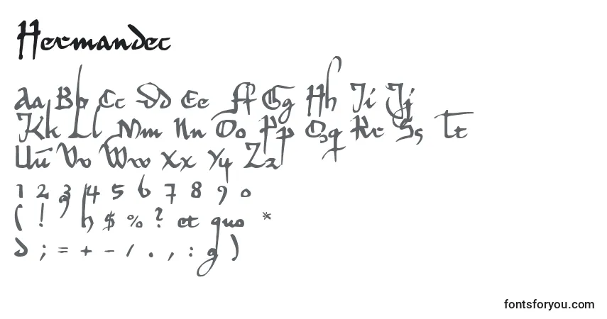 A fonte Hermandec – alfabeto, números, caracteres especiais