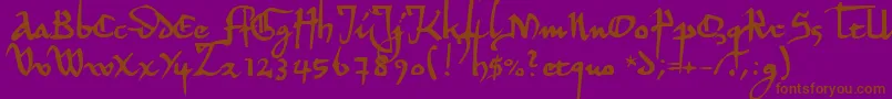 フォントHermandec – 紫色の背景に茶色のフォント
