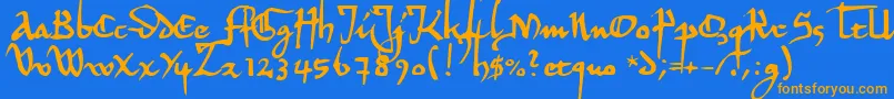 Hermandec-Schriftart – Orangefarbene Schriften auf blauem Hintergrund