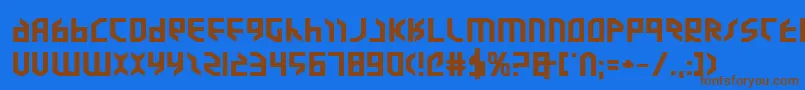 フォントValkyrieExpbold – 茶色の文字が青い背景にあります。