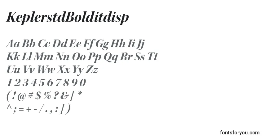 A fonte KeplerstdBolditdisp – alfabeto, números, caracteres especiais
