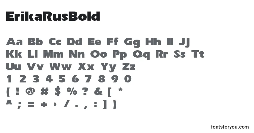 Czcionka ErikaRusBold – alfabet, cyfry, specjalne znaki