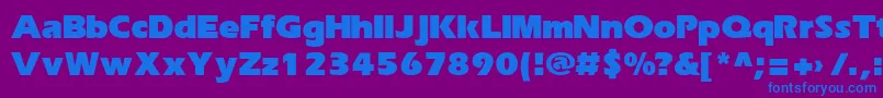 ErikaRusBold-Schriftart – Blaue Schriften auf violettem Hintergrund